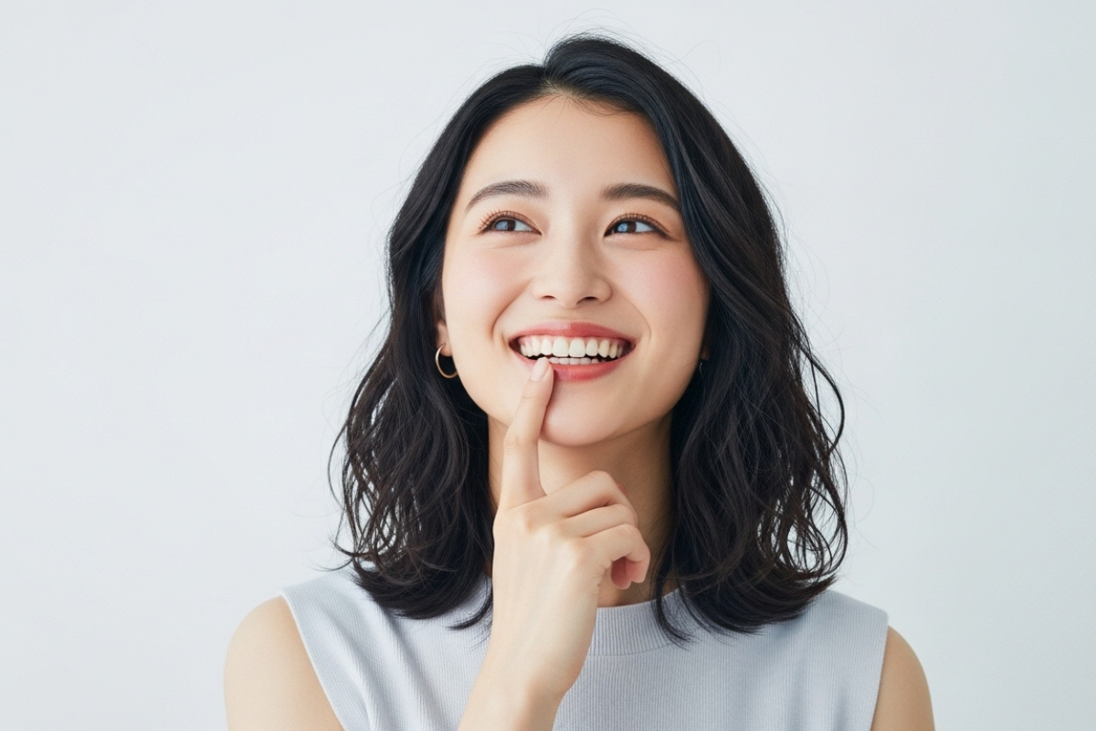 自然な白さの笑顔